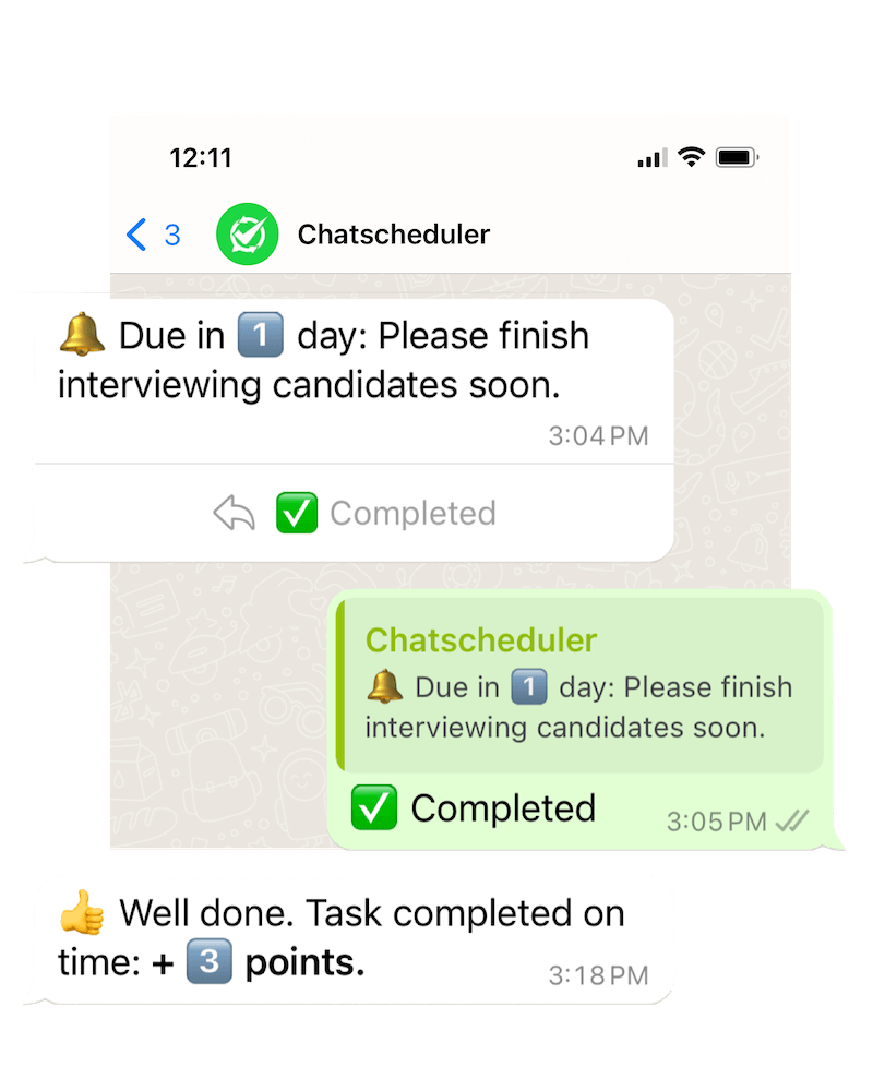 Points are awarded when a task was completed.